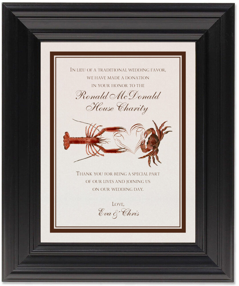 Framed Photograph of Lobster Crab Heart Donation Cards