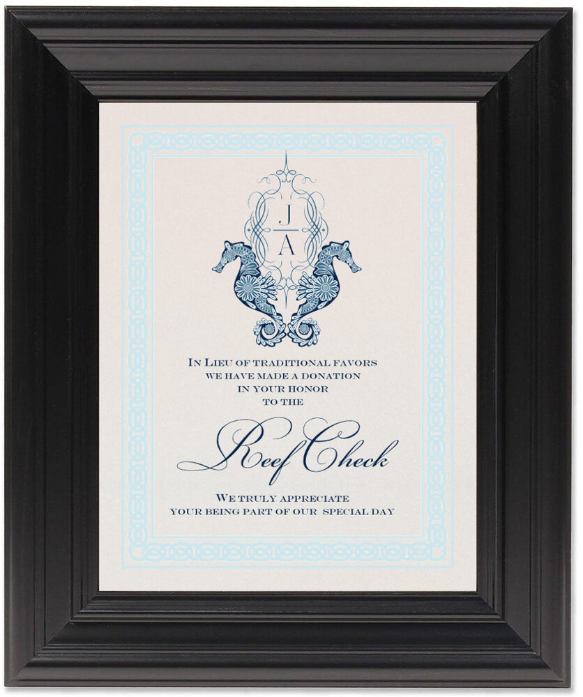 Framed Photograph of Seahorse Flourish Frame Donation Cards