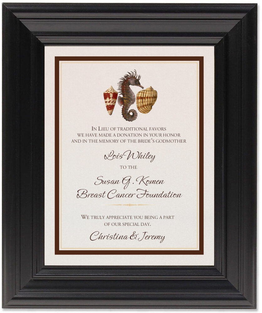 Framed Photograph of Seahorse Pattern Donation Cards