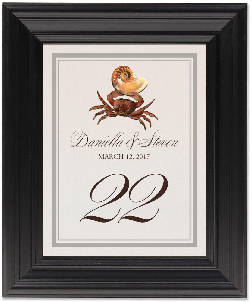 Framed Photograph of Crab Shell Table Numbers