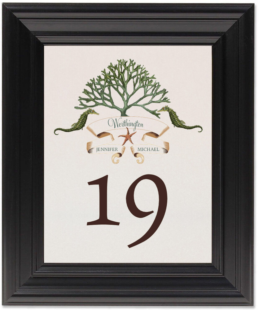 Framed Photograph of Ocean Garden Table Numbers