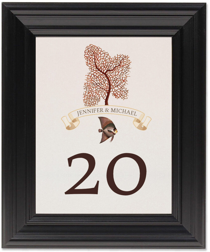 Framed Photograph of Coral Tree Table Numbers