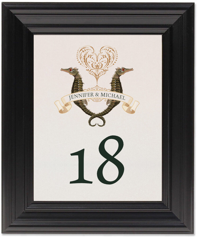 Framed Photograph of Seahorse Love Table Numbers