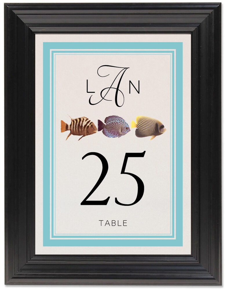 Framed Photograph of Tropical Fish Pattern Table Numbers
