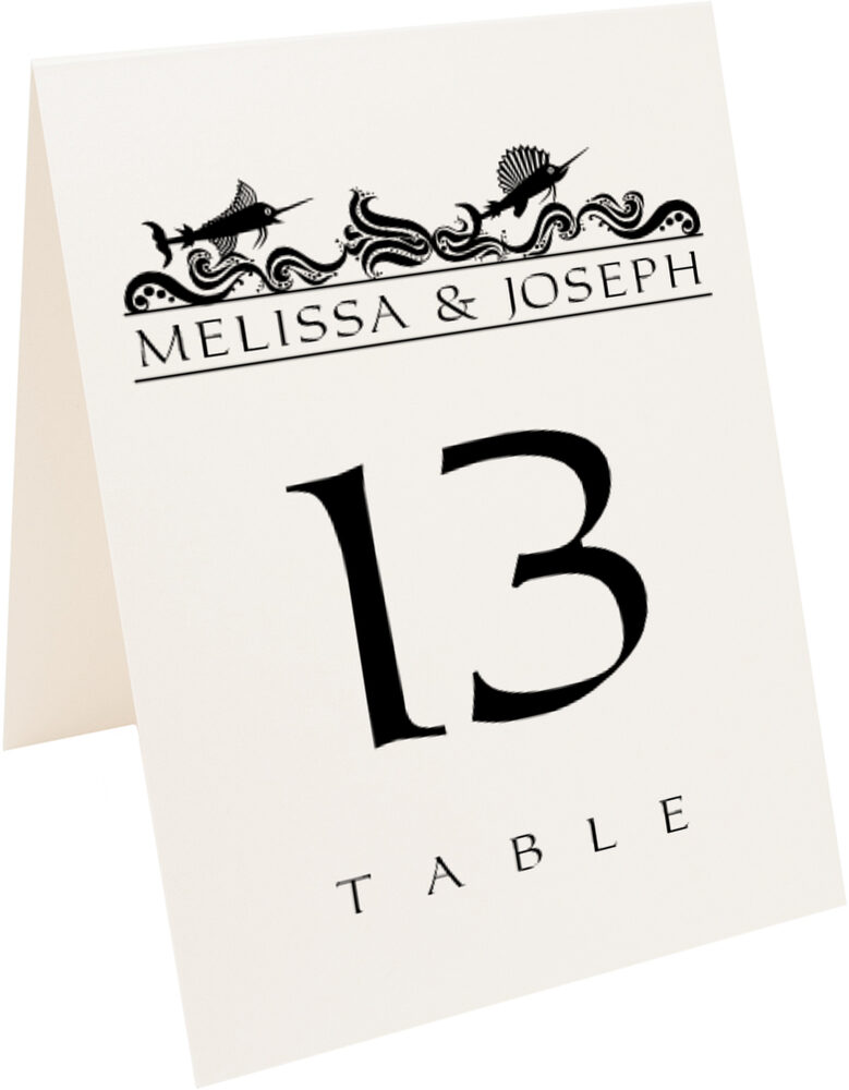 Photograph of Tented Wavy Sea Creatures Table Numbers