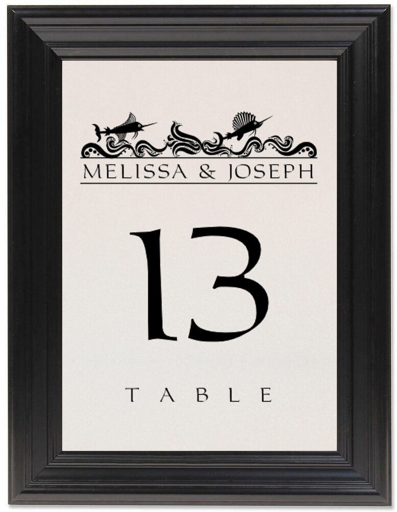 Framed Photograph of Wavy Sea Creatures Table Numbers