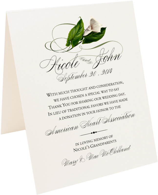 Photograph of Tented Calla Lily Swirl Donation Cards