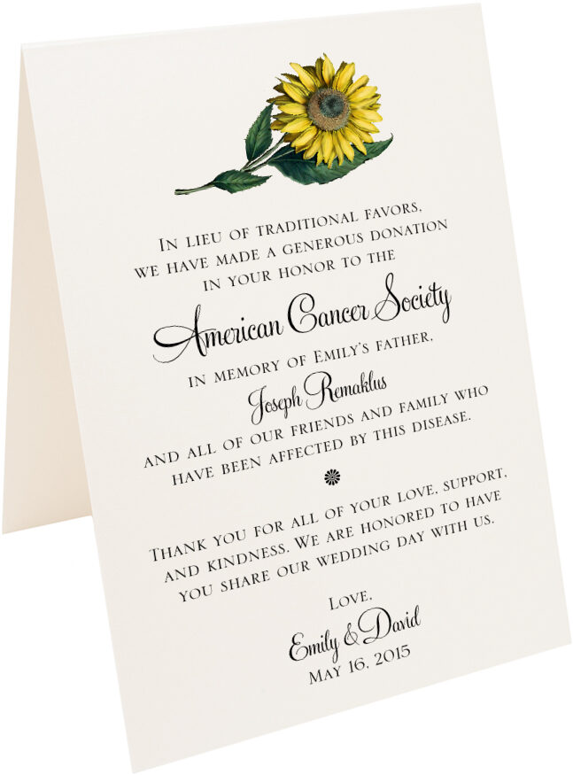 Photograph of Tented Sunflower Donation Cards