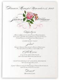 Photograph of Pink Tea Rose Wedding Menus