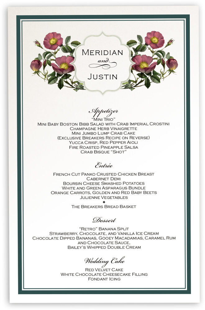 Photograph of Rose Garden 02 Wedding Menus