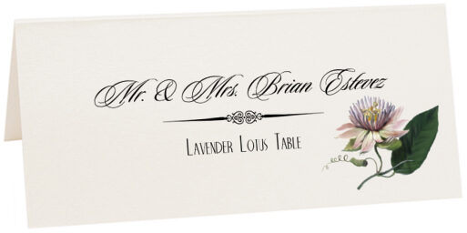 Photograph of Tented Lavender Lotus Place Cards