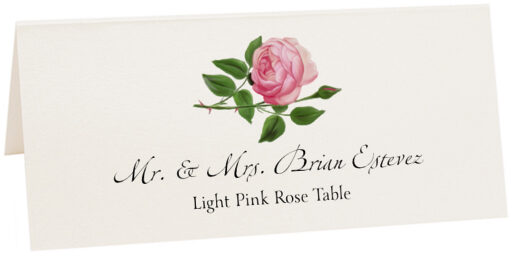 Photograph of Tented Light Pink Rose Place Cards