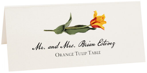 Photograph of Tented Orange Tulip Place Cards