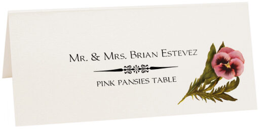 Photograph of Tented Pink Pansies Place Cards
