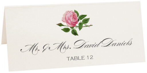 Photograph of Tented Pink Tea Rose Place Cards