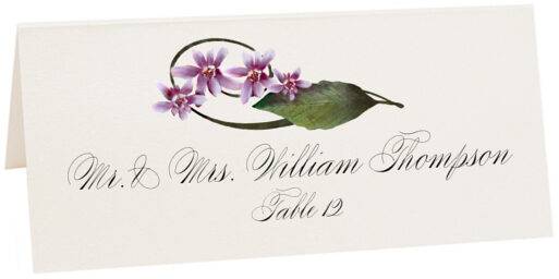 Photograph of Tented Purple Calypso Orchid Place Cards