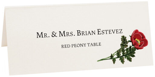 Photograph of Tented Red Peony Place Cards