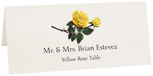 Photograph of Tented Yellow Rose Place Cards