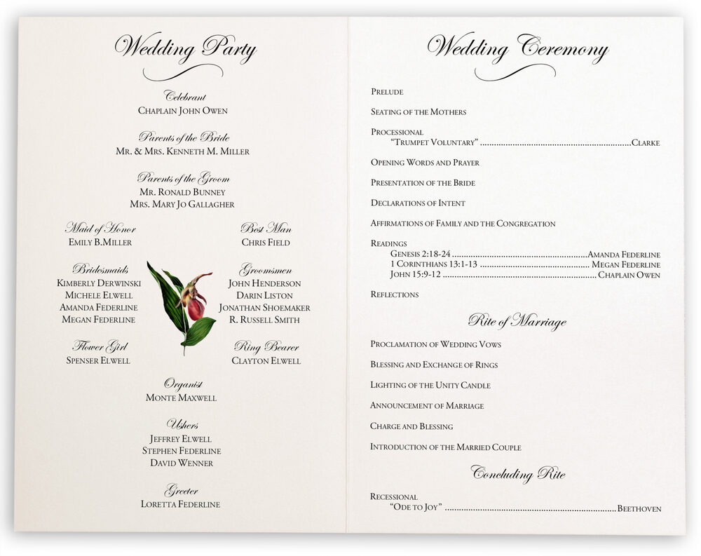 Photograph of Orchid Cascade Wedding Programs