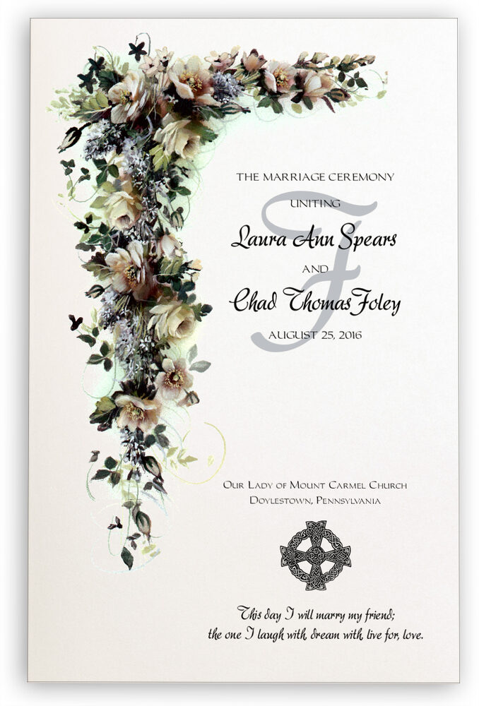 Photograph of White Rose Cascade Wedding Programs