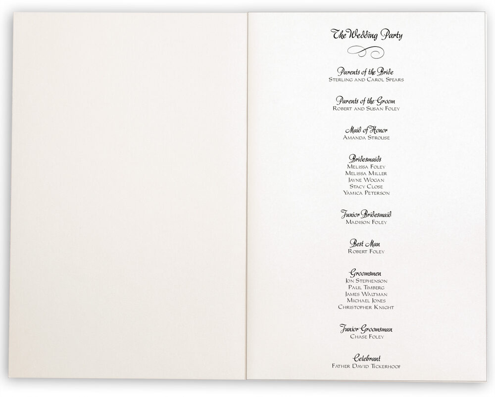 Photograph of White Rose Cascade Wedding Programs