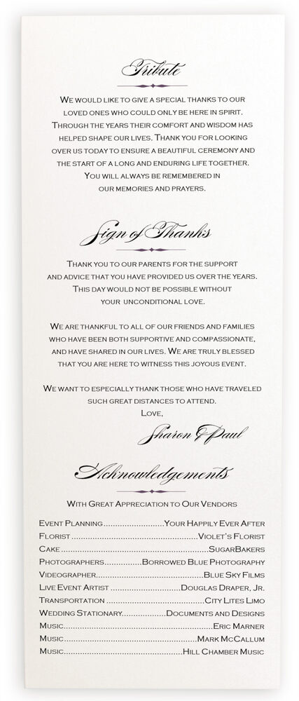 Photograph of Wispy Iris Wedding Programs