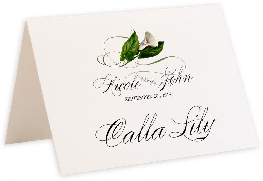 Photograph of Tented Calla Lily Swirl Table Names