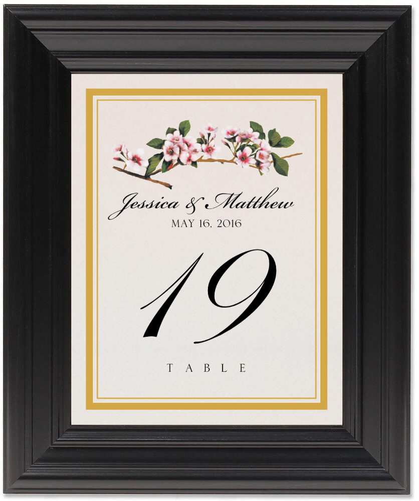 Framed Photograph of Cherry Blossoms Table Numbers