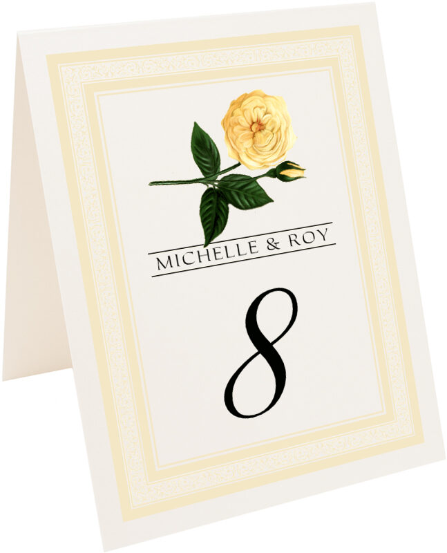 Photograph of Tented Glorie Rose Table Numbers