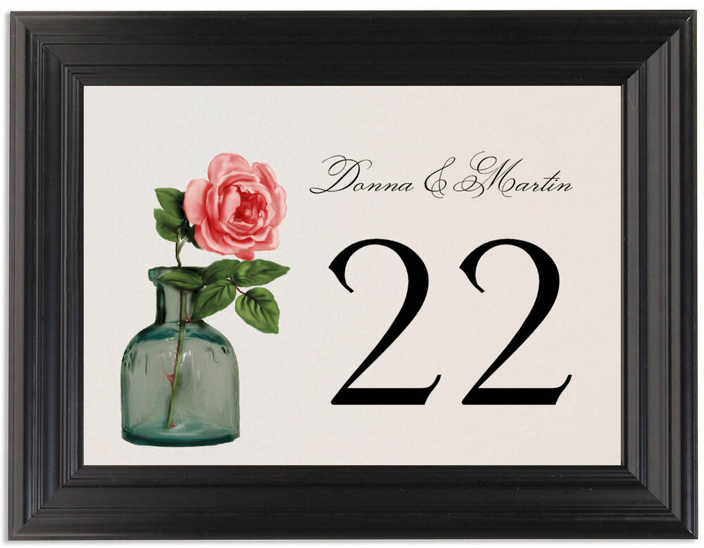 Framed Photograph of Mason Jar Flowers Table Numbers