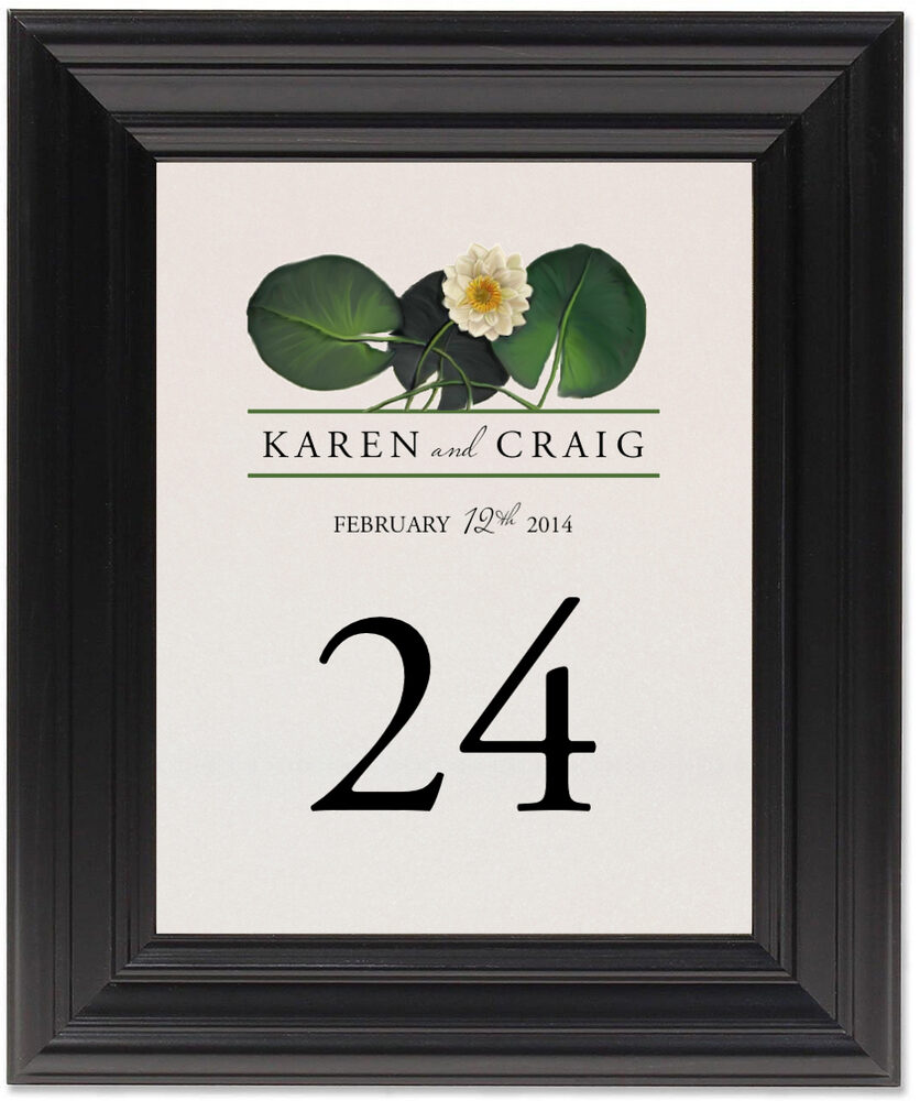 Framed Photograph of Water Lily Patch Table Numbers
