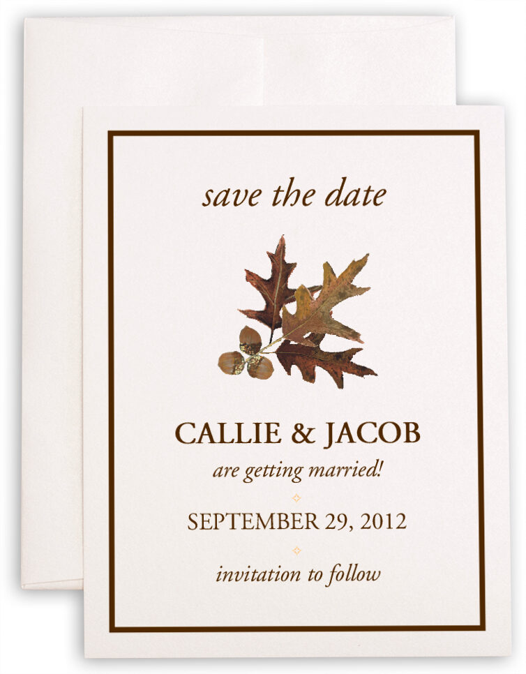 Photograph of Oak and Acorn Save the Dates