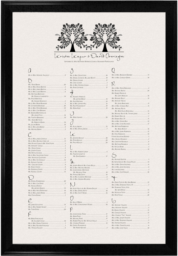 Photograph of Branched-Two Trees Seating Charts