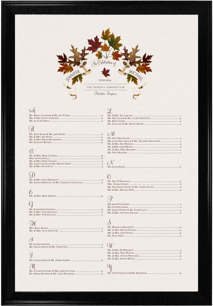 Photograph of Autumn Leaf Banner Seating Charts