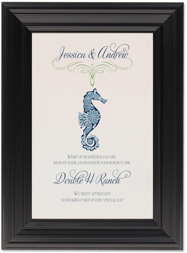 Framed Photograph of Paisley Seahorse Donation Cards