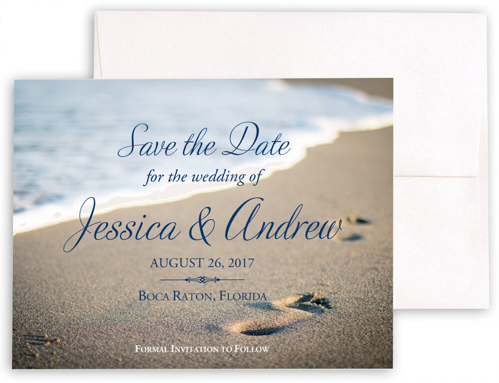Photograph of Beach Footprints Save the Dates