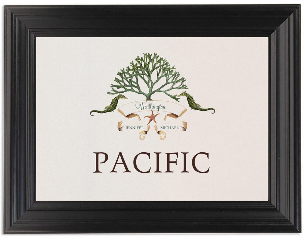 Framed Photograph of Ocean Garden Table Names