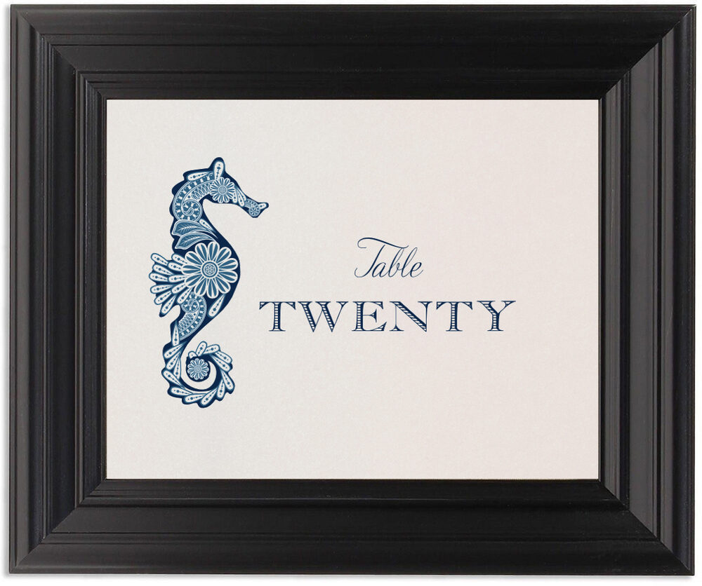 Framed Photograph of Paisley Seahorse Table Names