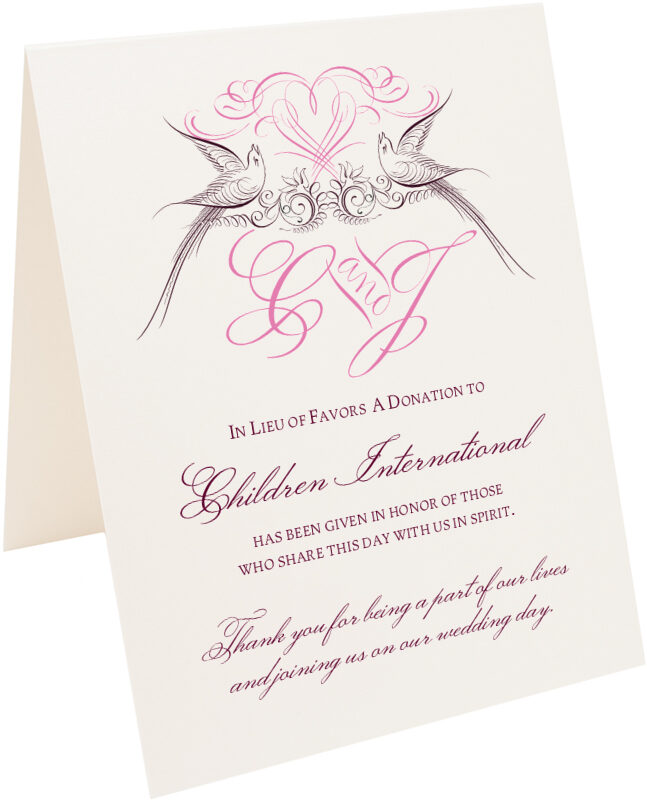 Photograph of Tented Lovebirds Donation Cards