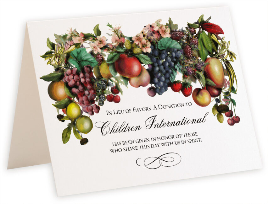 Photograph of Tented Fruit Cascade Donation Cards