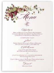 Photograph of Berries and Peach Roses Wedding Menus