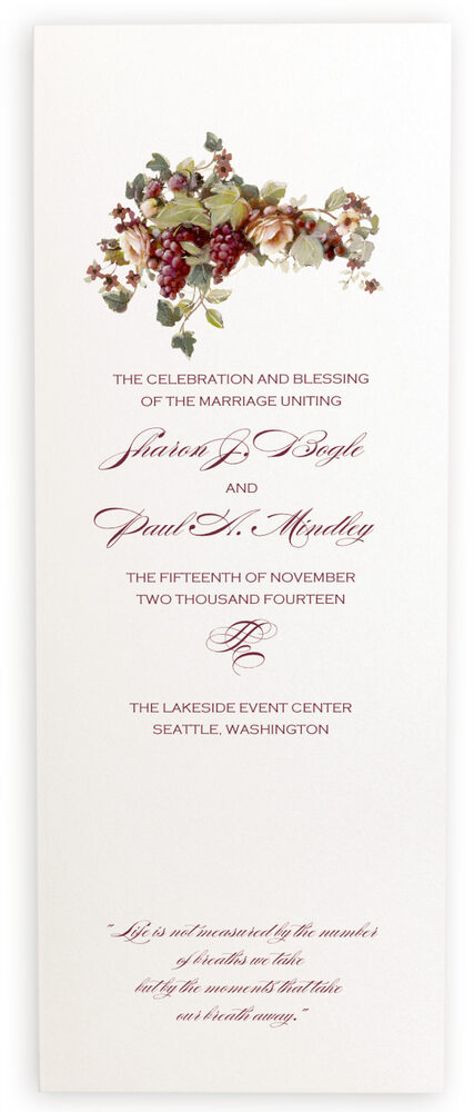 Photograph of Berries and Peach Roses Wedding Programs