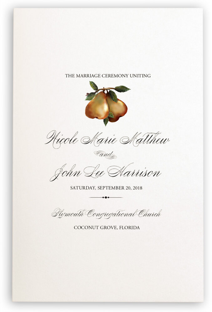 Photograph of Two Pears Wedding Programs