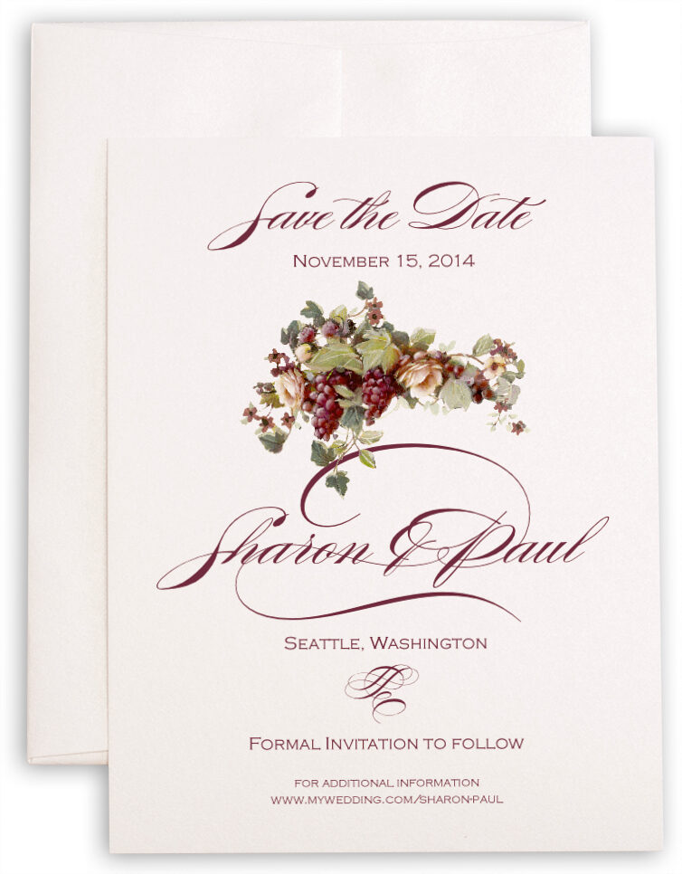 Photograph of Berries and Peach Roses Save the Dates