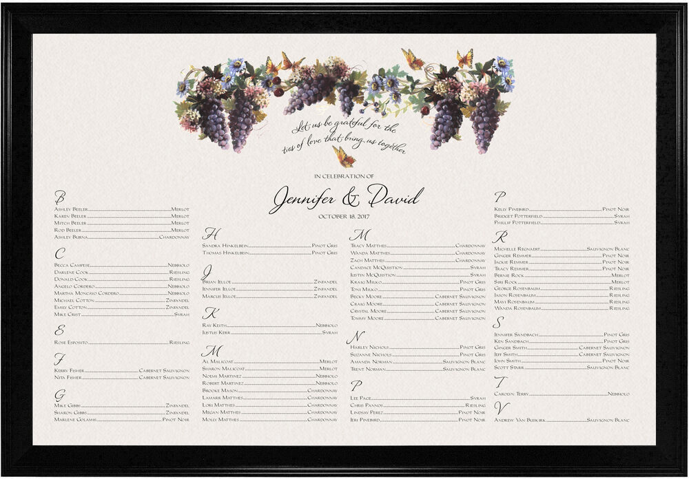 Photograph of Blue Grapes and Butterflies 2 Seating Charts