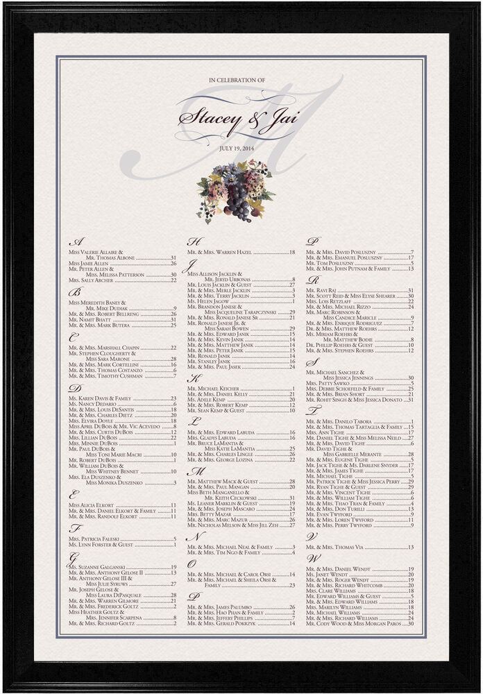 Photograph of Blue Grapes and Chicory Seating Charts