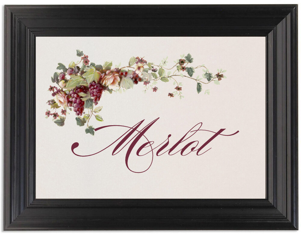 Framed Photograph of Berries and Peach Roses Table Names