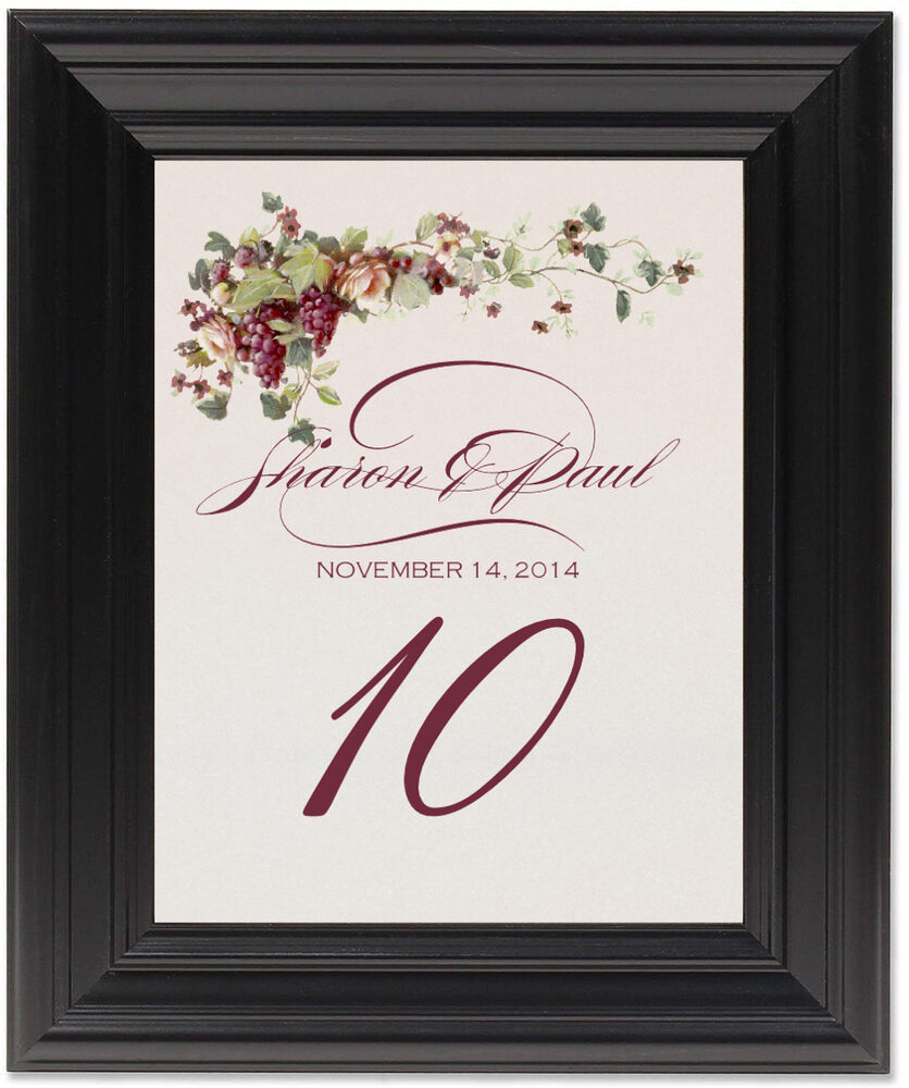 Framed Photograph of Berries and Peach Roses Table Numbers