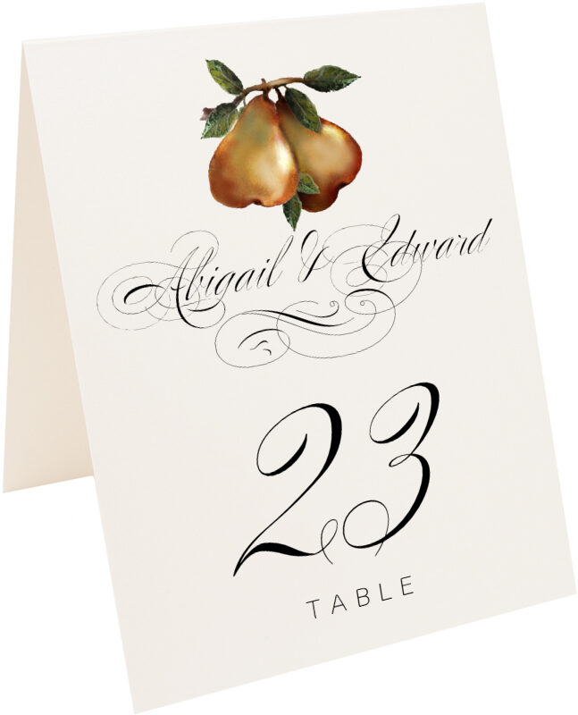 Photograph of Tented Two Pears Table Numbers