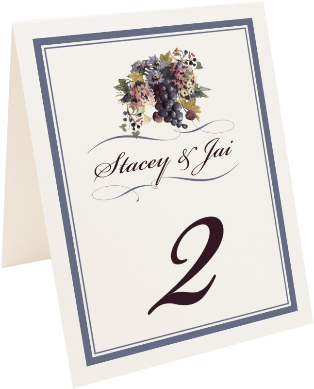 Photograph of Tented Blue Grapes and Chicory Table Numbers